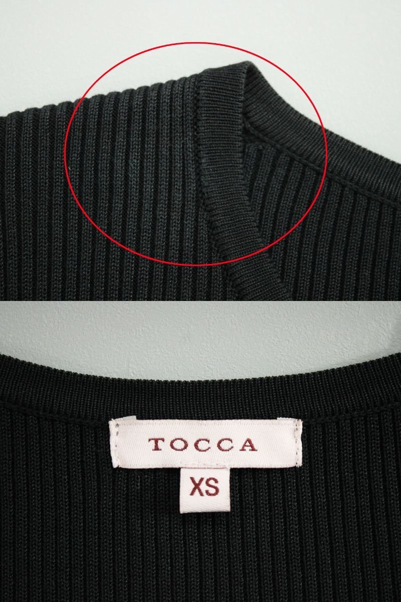 小さいサイズ美品 TOCCA/トッカ シルク100％長袖リブニットカーディガン 黒XS ri490_画像10
