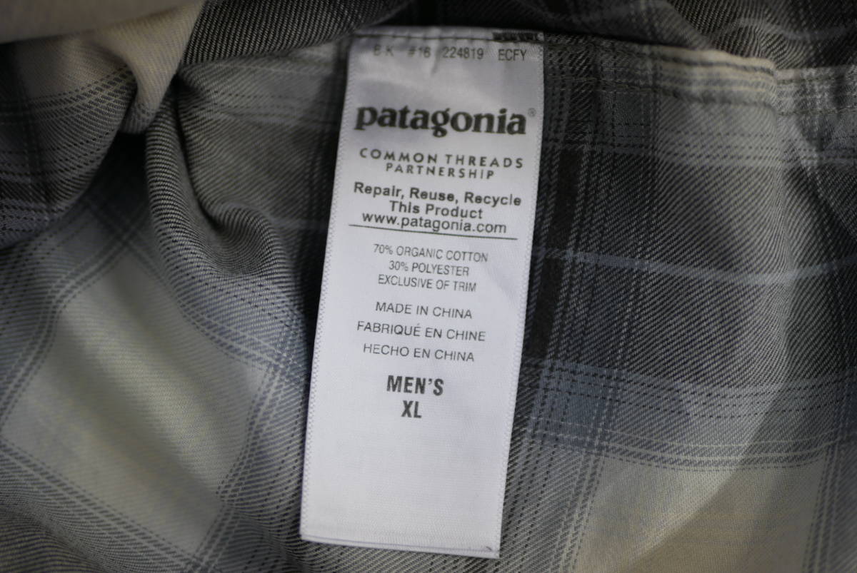 36s patagoniaパタゴニアコットンシャツ長袖オーガニックコットン 【XL】ビンテージUSA古着の画像4