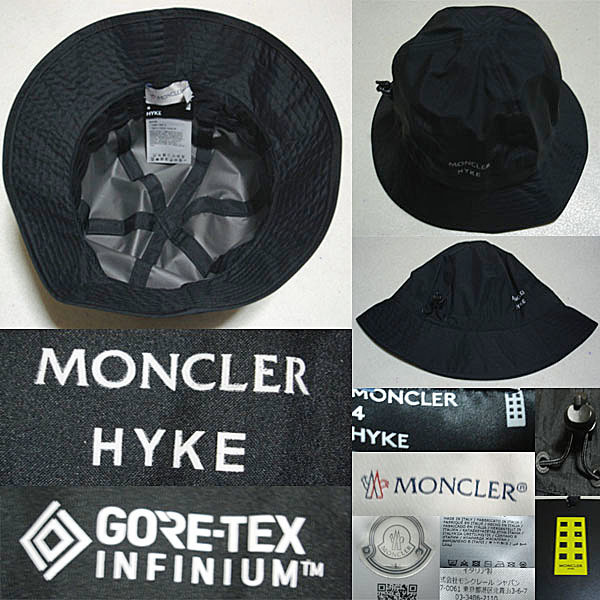 新品本物 モンクレール ジーニアス MONCLER GENIUS ×ハイク HYKEコラボ 快適ゴアテックス素材のバケットハット 帽子 黒 ブラック L 60cm_画像8