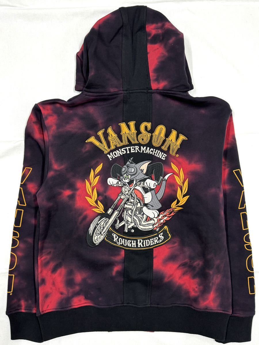 VANSON×TOM and JERRY トムとジェリー バンソン コラボ 裏毛 ZIPパーカー TJV-2334 レッドタイダイ Lサイズ_画像1