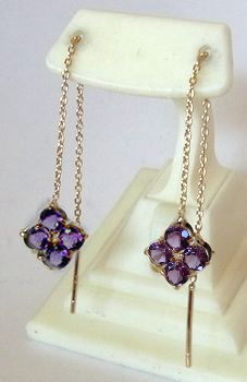 K18YG* american earrings * natural amethyst . shape parts attaching 