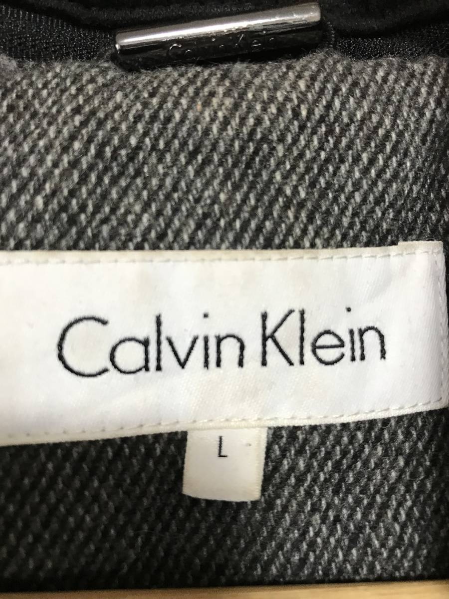 V239☆【レイヤード フーディー ウールコート】calvin klein カルバンクライン グレー L_画像7