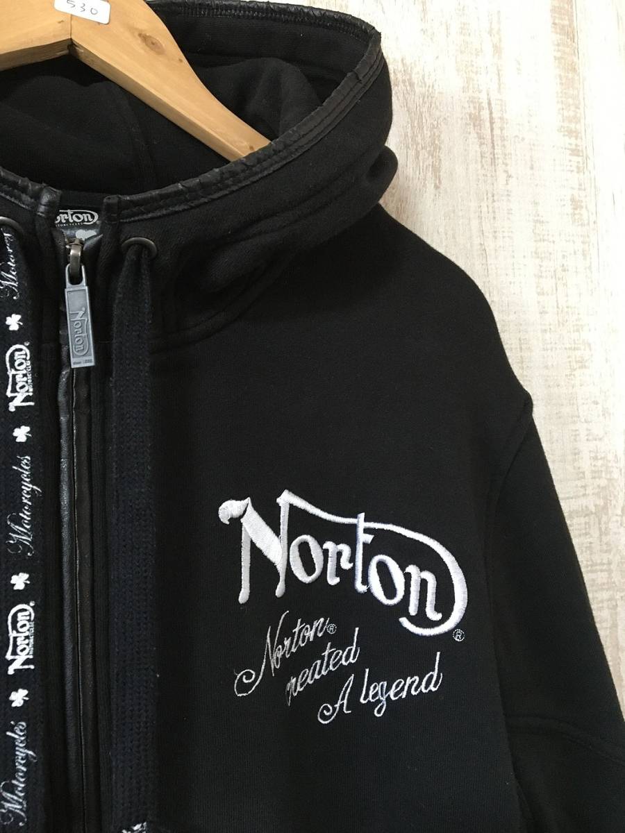530☆【フルデコ スウェットパーカー】Norton ノートン 黒 XL_画像7