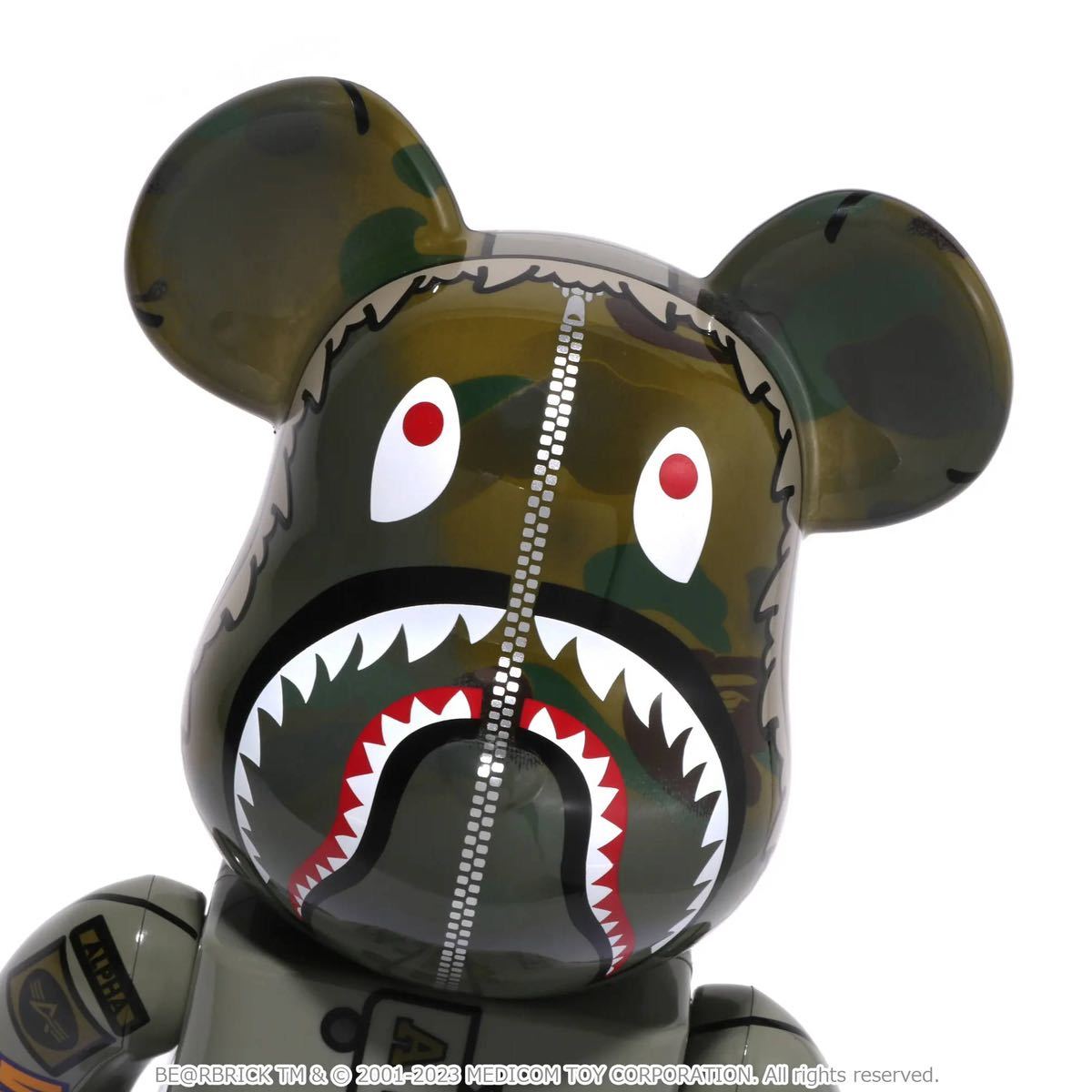 BAPE x BE@RBRICK x ALPHA CAMO SHARK 2023 100% & 400% ベアブリック ベイプ アルファ カモ シャーク A BATHING APE アベイシング エイプ_画像7