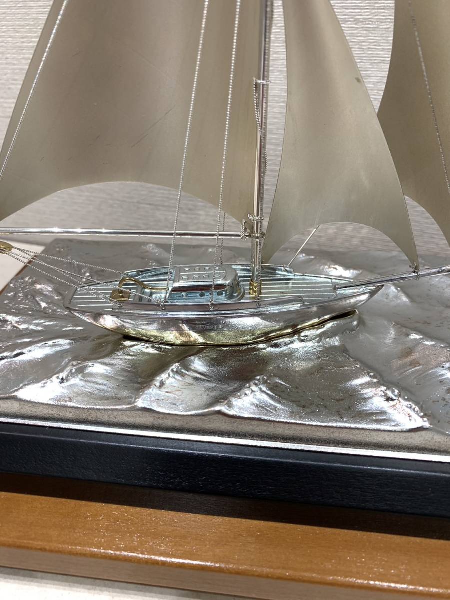 Ｍ2845　銀製品 帆船 ヨット SILVER E.P 開場記念杯 優勝 平成十六年 ガラスケース入り 置物 飾り_画像7