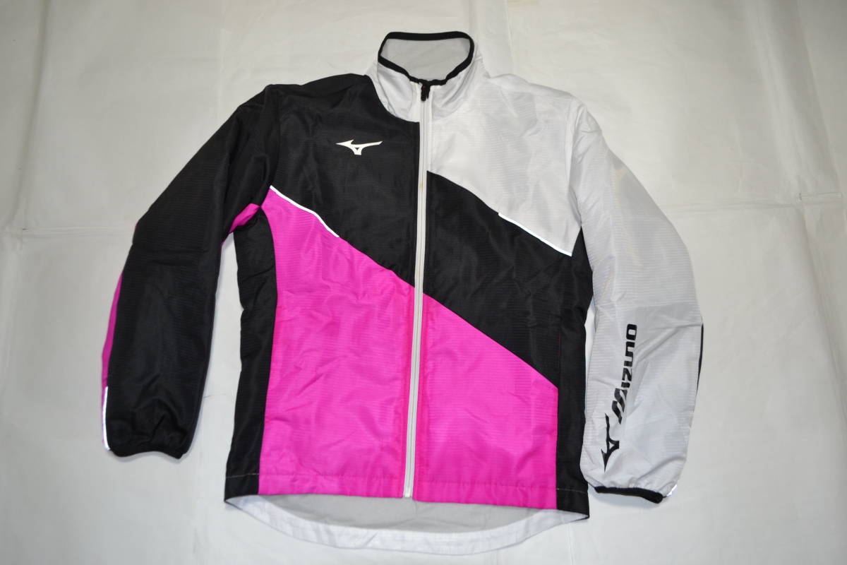 646 mizuno Mizuno windbreaker jacket pants set black × white × pink XS size 