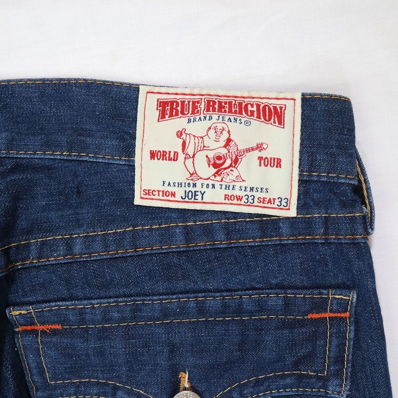 大きいサイズ TRUE RELIGION トゥルーレリジョン JOEY 濃紺ブーツカットジーンズ ジッパーフライ フレアデニムパンツ メンズ W33 XL相当_画像7