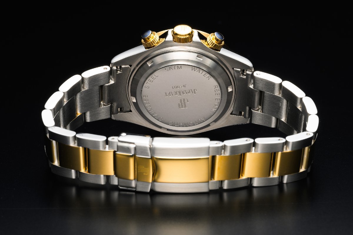 天然ダイヤモンド付き 新品 JAPANKRAFT ジャパンクラフト 正規品 自動巻き 腕時計 機械式 ゴールド コンビベルト ビジネスウォッチ_画像8