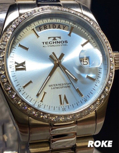 新品 テクノス TECHNOS 正規品 腕時計 アナログ腕時計 クオーツ ステンレス カレンダー 5気圧防水 アイスブルー シンプル 3針 プレゼント_画像1