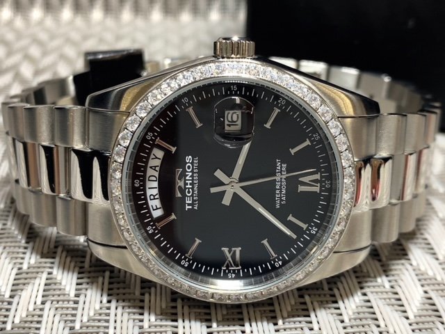 新品 テクノス TECHNOS 正規品 腕時計 アナログ腕時計 クオーツ ステンレス カレンダー 5気圧防水 シルバー ブラック シンプル プレゼント_画像5