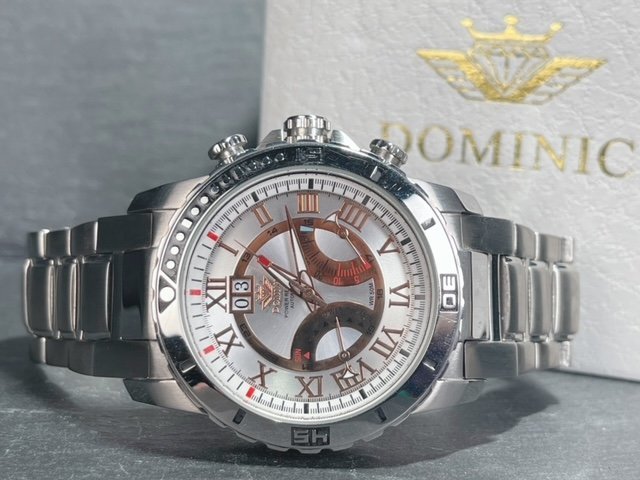 新品 DOMINIC ドミニク 正規品 機械式 自動巻き メカニカル 腕時計 ビックデイト パワーリザーブ レトログラード式 コレクション メンズ_画像6