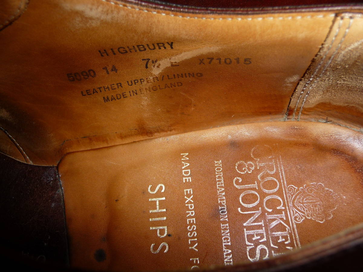 美品 クロケット&ジョーンズ プレーントゥ HIGHBURY SHIPS 濃茶 7 1