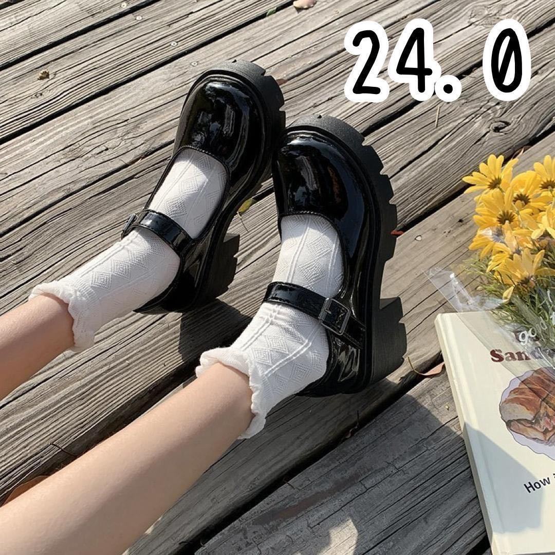 24 0 厚底シューズ メイド コスプレ エナメル ロリータ 地雷系 姫系 靴