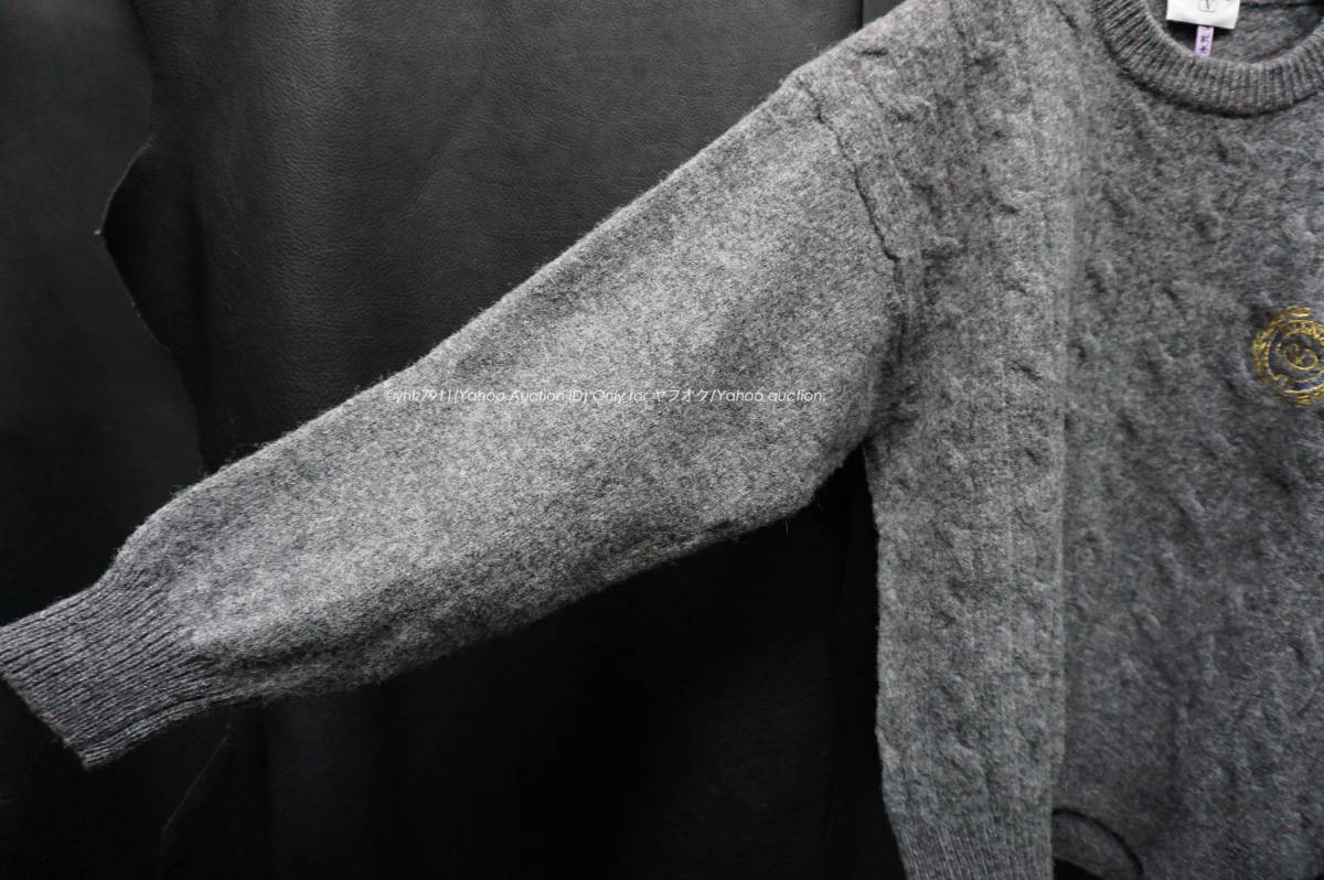 イタリア製 VALENTINO ケーブル編み ウールニットセーター ロゴ刺繍 サイズ４ 90s 90年代 オールド ビンテージ ヴァレンティノ バレンチノ_画像6
