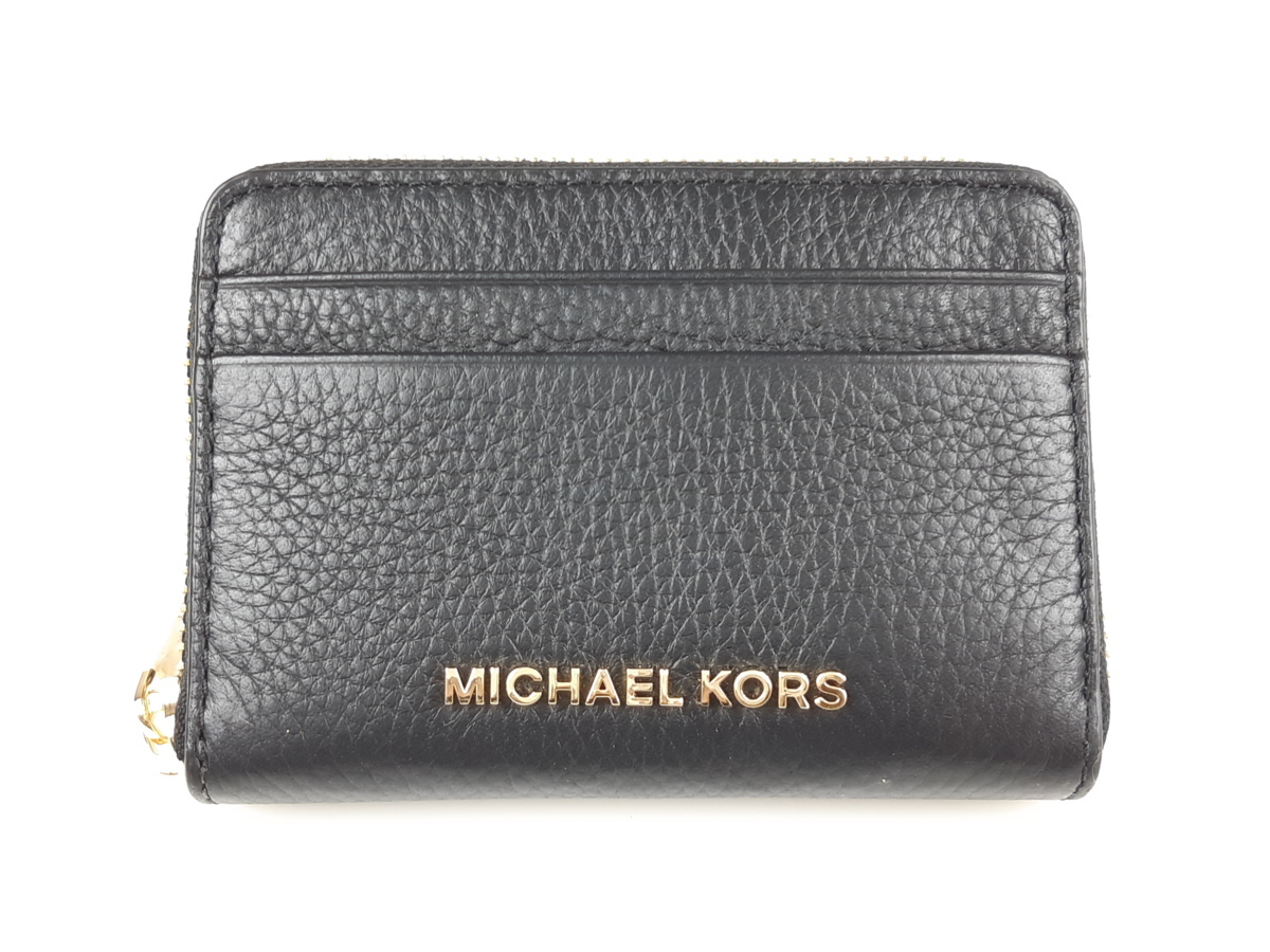 未使用　マイケルコース　MICHAEL KORS　ラウンドファスナー　小銭入れ　ミニ財布　カードケース　名刺入れ　レザー　ブラック　YS-521