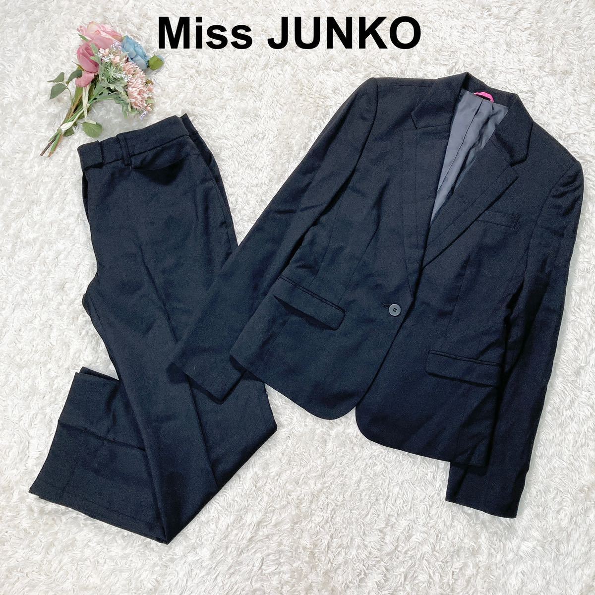 Miss JUNKO ミスジュンコ セットアップ 大きいサイズ 13 15号 パンツスーツ ブラック レディース B12409-127_画像1