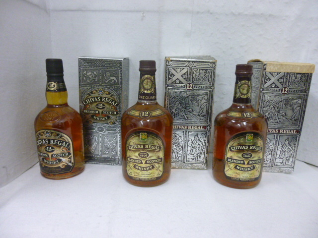 【M38847・39417】未開栓 CHIVAS REGAL シーバスリーガル 12年 3本 おまとめ スコッチ ウイスキー ・700ml 40％ 1本 ・33 1/3oz.43％ 2本_画像1