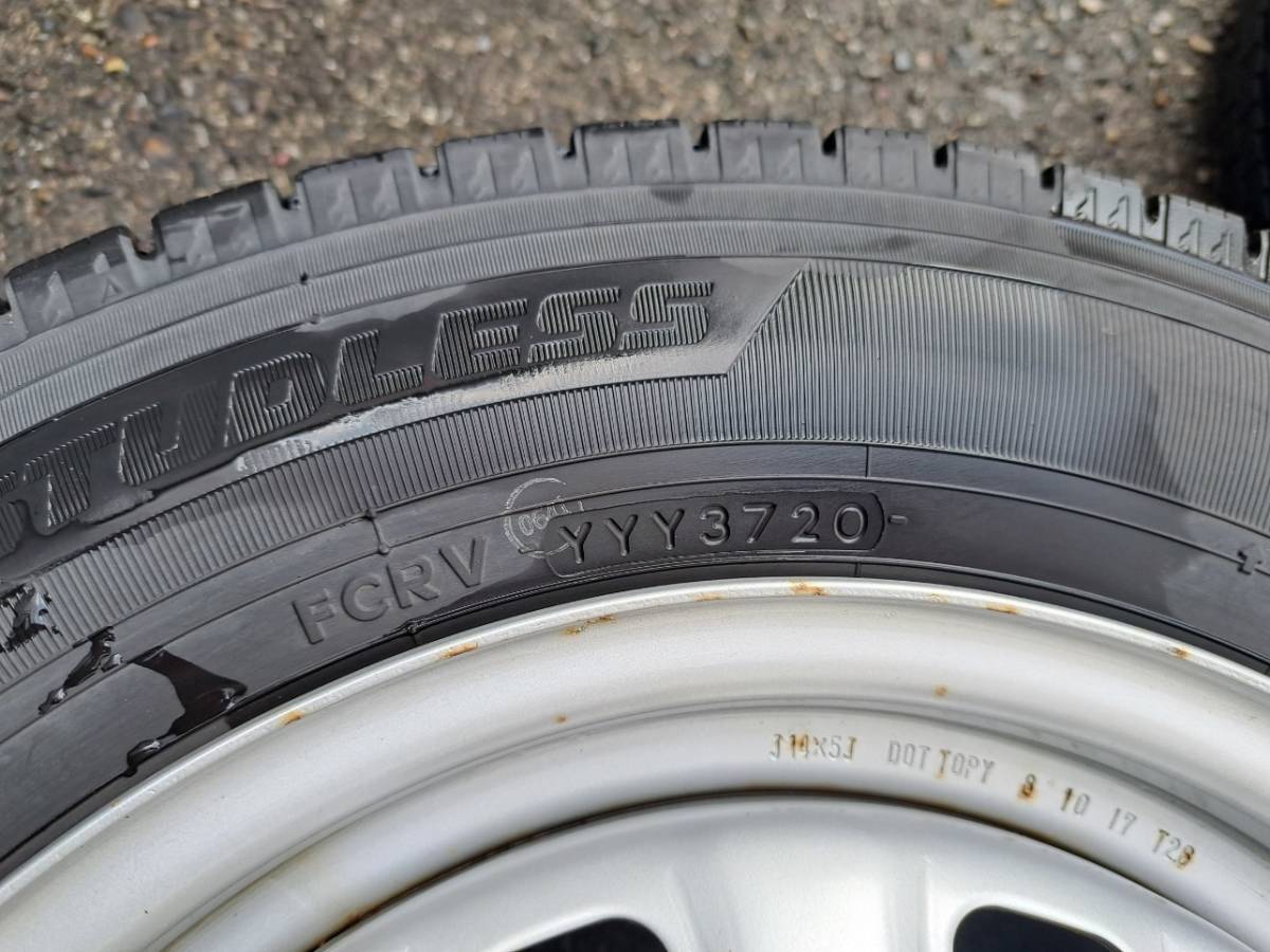 【2020年37週/バリ溝】スチール 14×5J 約+45 4H100 ハブ径約68mm ヨコハマ ice GUARD iG91　155/80R14 88/86N LT プロボックス サクシード_画像6