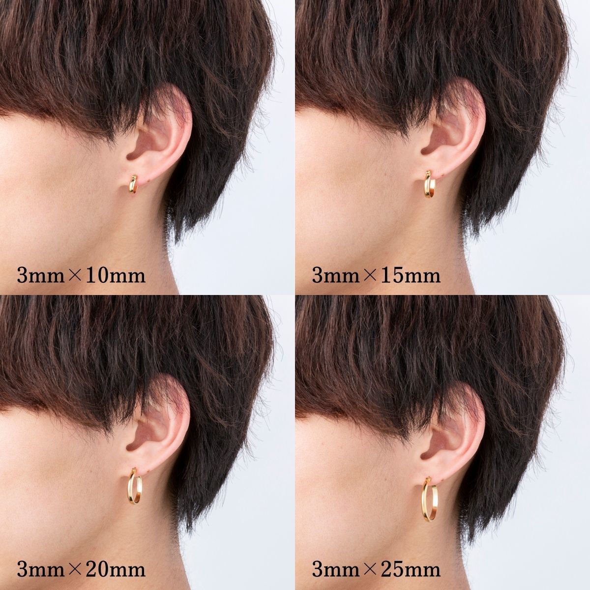 【ポストのみ18金】 日本製 フープピアス 3mm×15mm メンズ レディース K18 18K K18刻印_画像8