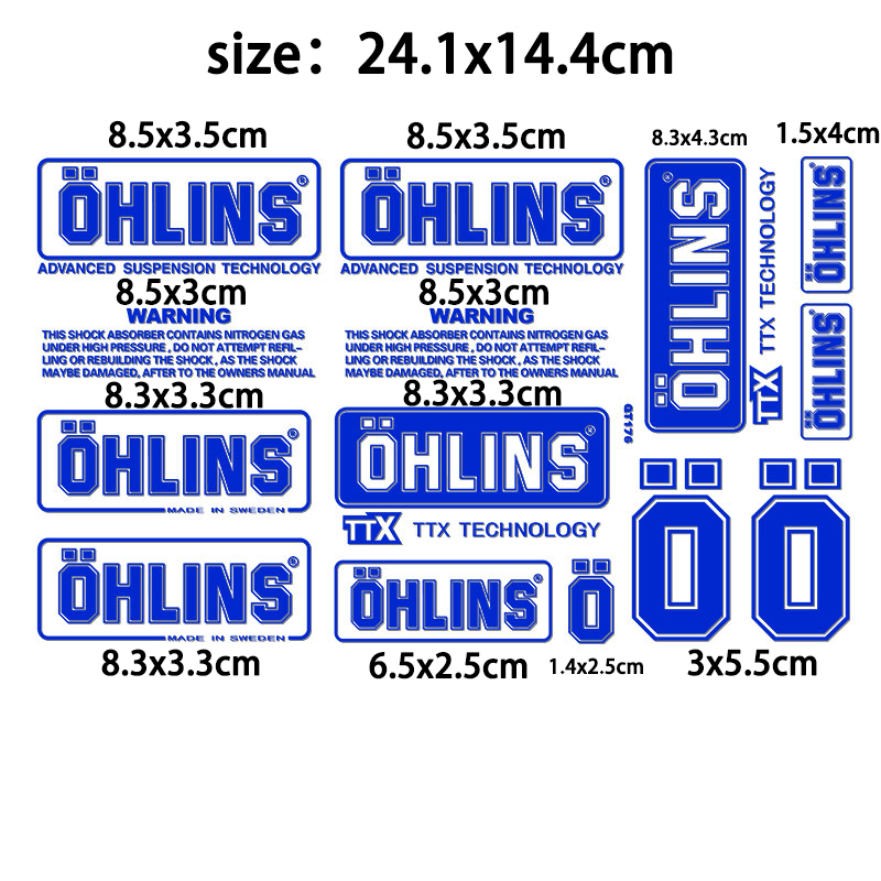 OHLINS(オーリンズ)　ステッカー　ブルー 　横25ｃｍ 縦15ｃｍ　①_画像1