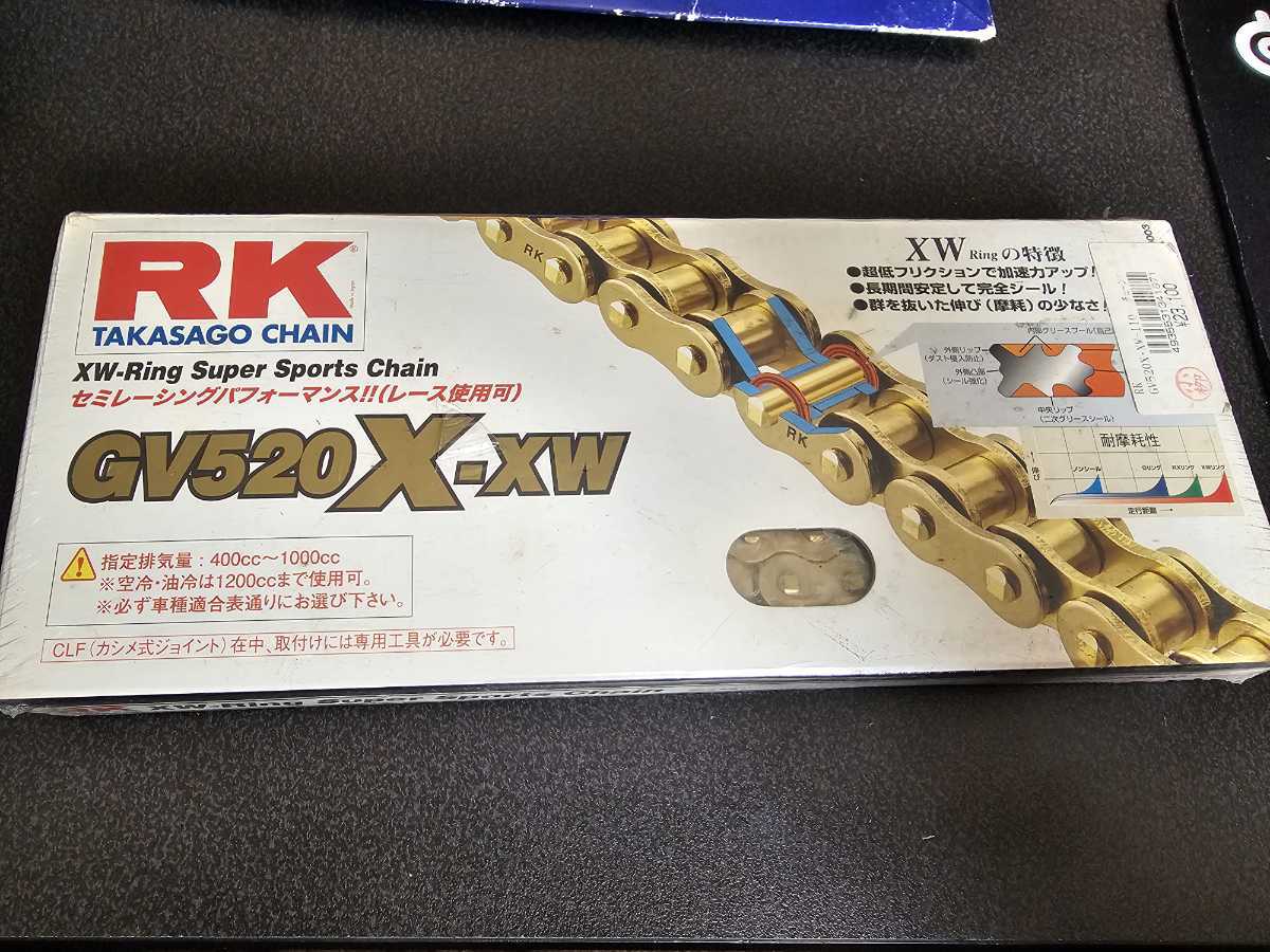 新品未使用　RK アールケー TAKASAGO CHAIN GVシリーズ ゴールドチェーン GV520X-XW リンク数110_画像1