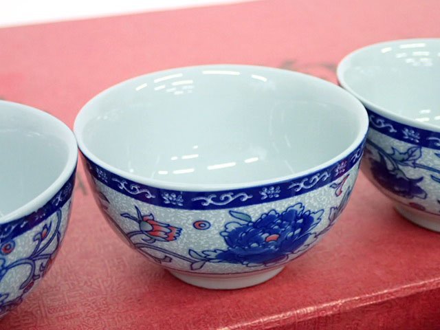 中国茶器セット 唐草牡丹紋 茶壷(急須)1、茶海1、茶杯8 骨董品 中国古美術 陶器 (管理番号AZ-128)の画像5