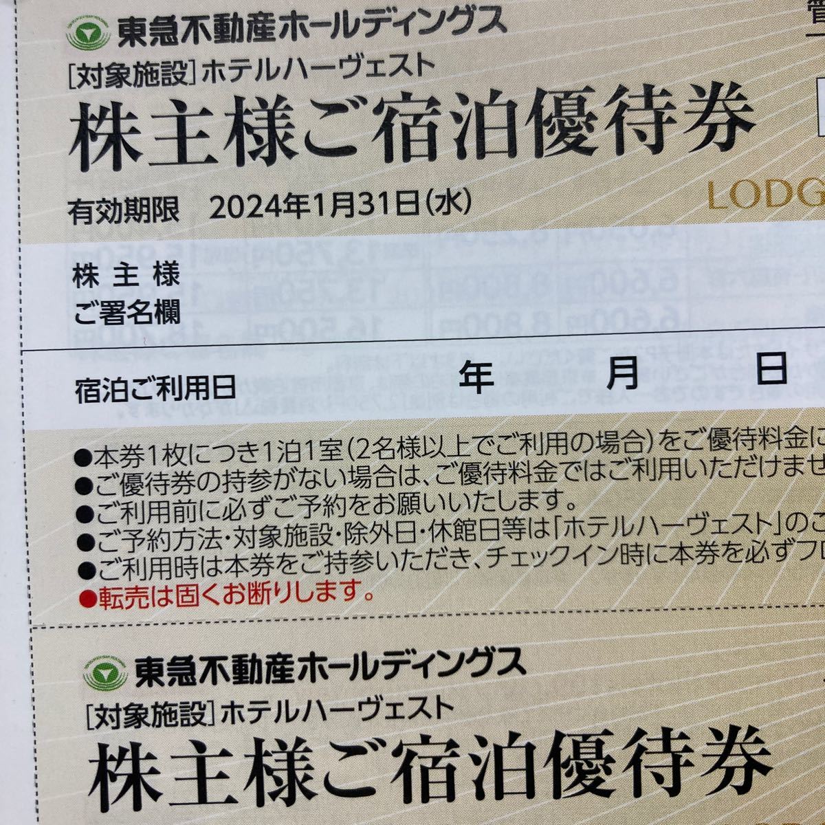 2024.1.31！23枚セット★ 東急不動産 株主優待券 1000株以上★ホテルハーヴェスト 東急ステイ リゾートホテル スポーツ オアシス ゴルフ等 _画像3