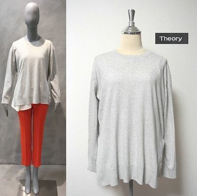 ●美品！theory【セオリー】春夏コットン スリットニット(HIGH.TWIST.COTTON/KARENIA.W)(*^_^*)定価24,000円+税_定価24,000円+税です(*^_^*)