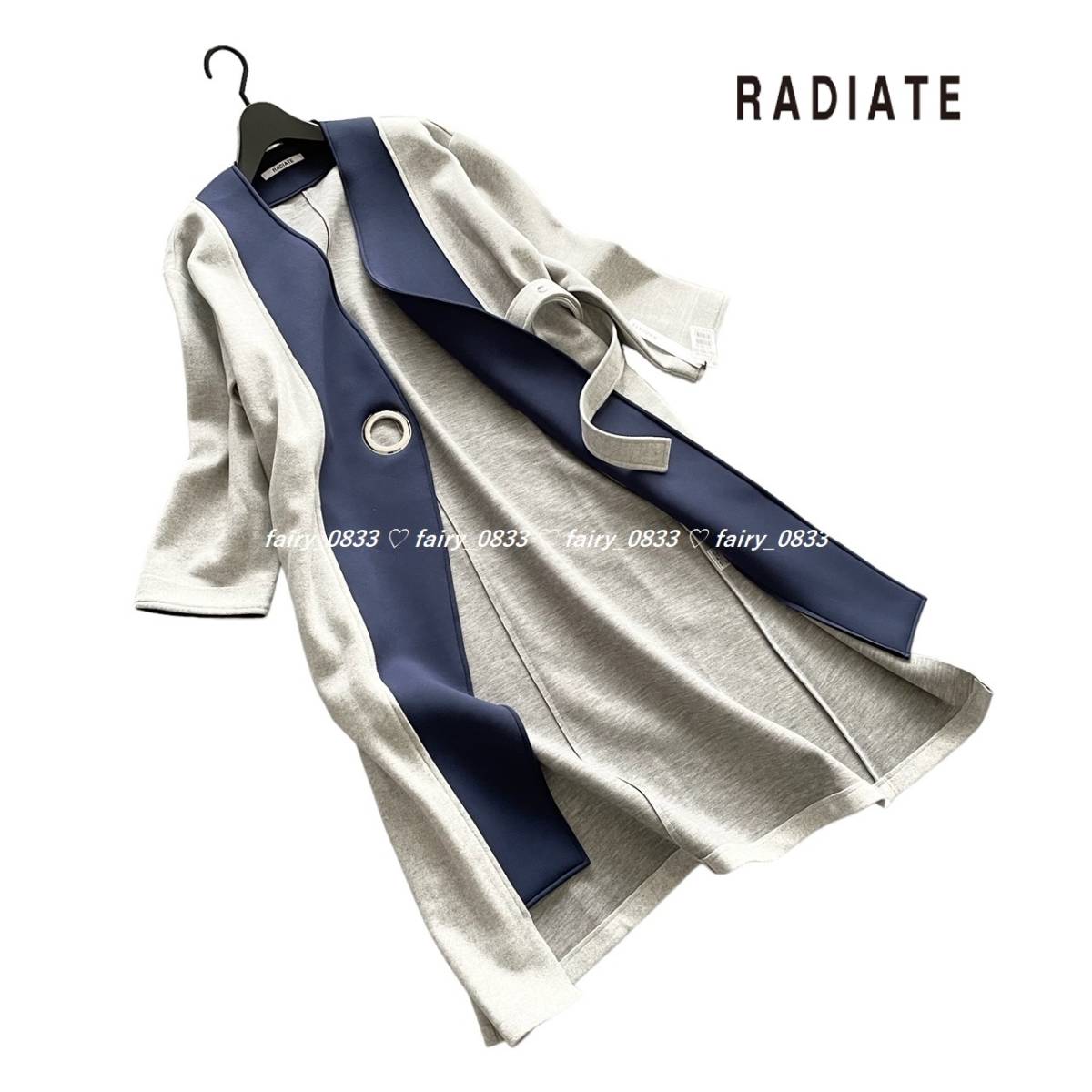 【送料無料】新品■スコットクラブ RADIATE■定価25000円　キャッチーなバイカラーシルエット...♪ハトメデザインロングコート_画像2