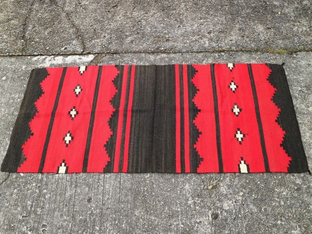 18632円 黒×赤 ! 40s 50s 155cm×72cm ビンテージ ネイティブ 18632円 黒×赤 ! 40s 50s 155cm×72cm ビンテージ ネイティブ