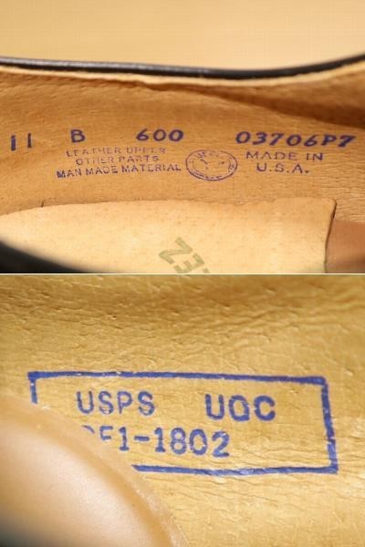 USPS ポストマン ! USA製 デッドストック 90s ビンテージ MASON Uチップ ブラック レザー ワーク シューズ 黒 11 B 革靴 // ミリタリー_画像8