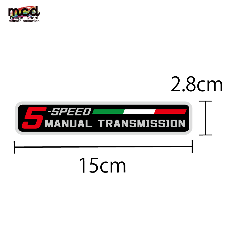 （ミラー）5速マニュアルステッカー シルバー イタリア ミッション 5MT 坂道注意 注意書き かっこいい 車用 シール スポーツカー_画像3