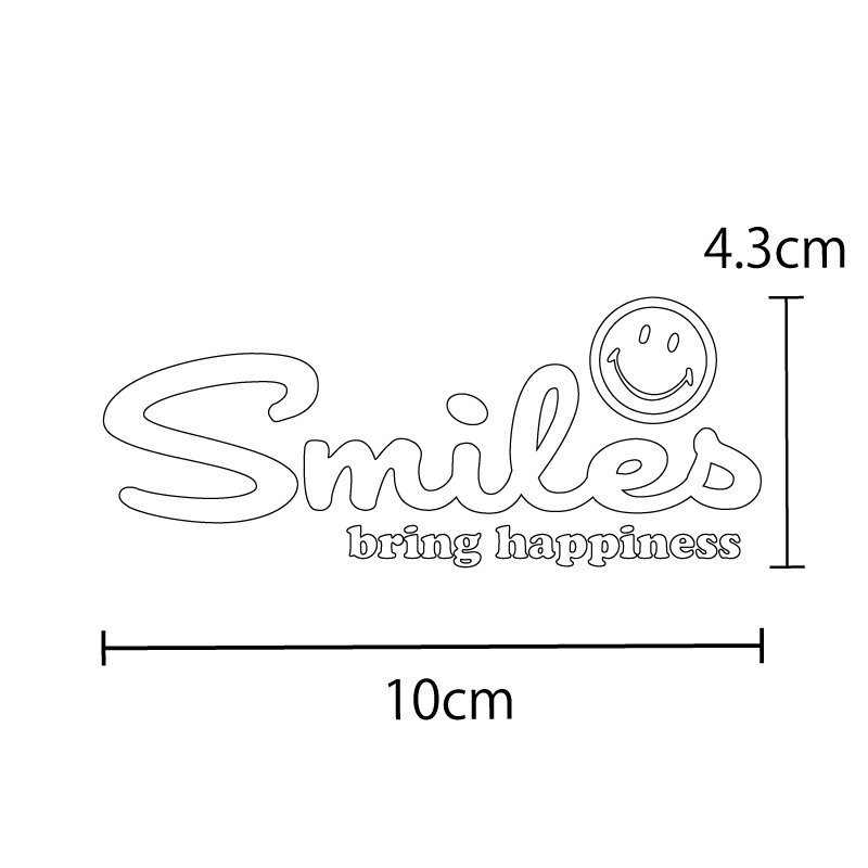 （透明）ハッピー♪スマイル ステッカー 1枚 10cm ホワイト アメリカン スクーター キャリーケース ことわざ 名言 雑貨 デカール シール_画像2