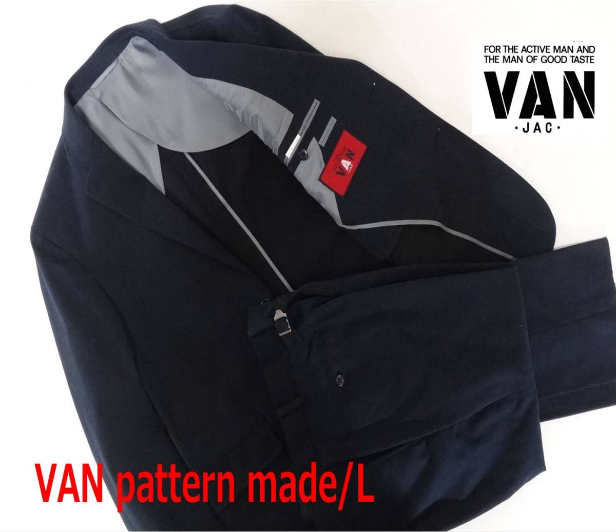 ★送料無料! VAN JAC ヴァンヂャケット VAN赤ラベルパターンメイド/コットンスェード調 IVYスタイルセットアップ NAVY L★_画像10