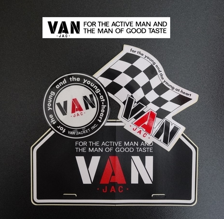 ★送料無料!! VAN JAC ヴァンヂャケット VANコレクターコレクションステッカー ブラックタイプ三枚セット★_画像1