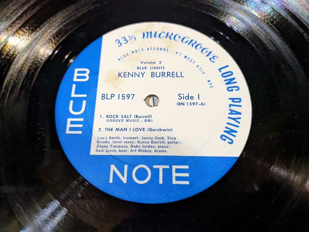  Kenny Burrell Blue Lights, Vol. 2 BLUE NOTE BLP 1597 RVG刻印 ラベルにシミ カンパニースリーヴ底抜け レコード レア_画像7