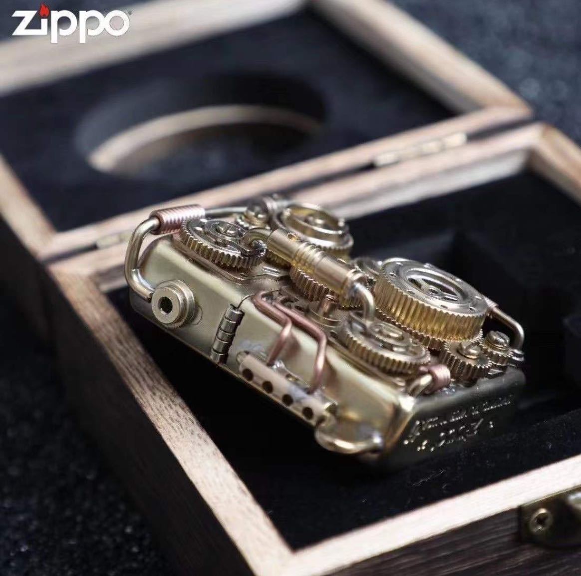送料無料「限定品」SteamPunk solid brass Armor 新品 ZIPPO ジッポー オイルライター 重量感 真鍮 歯車は回転できます 未使用_画像6