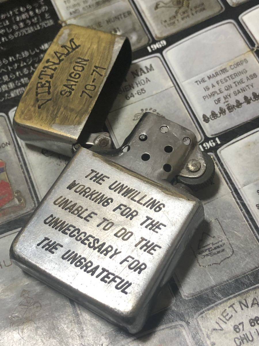 1970 year made Vietnam Zippo -[fa bear n] military Vintage that time thing 