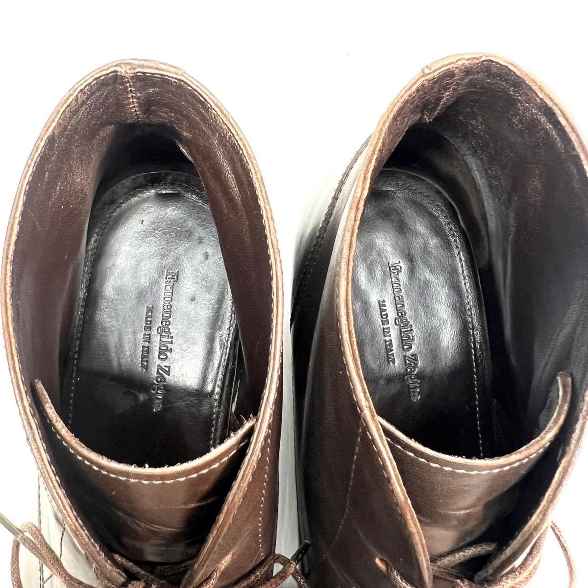 Ermenegildo Zegna エルメネジルドゼニア　チャッカブーツ　レザー　7 25.5cm メンズ　ダークブラウン　靴　シューズ_画像7
