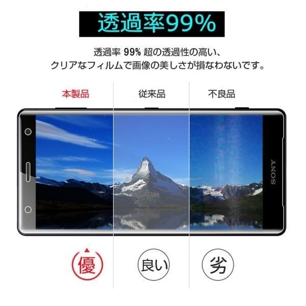 2枚セット『3D全面』Sony Xperia XZ3 SO-01L/au SOV39/softbank 801SOガラスフィルム全面保護3D加工曲面硬度9H保護カバー気泡レス透明_画像6