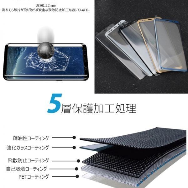 表面2枚+裏面2枚=4枚 送料無料 Galaxy S8+ プラス SC-03J SCV35 曲面 3D ガラス フィルム 保護 シール シール カバー スクリーン 9H_画像2