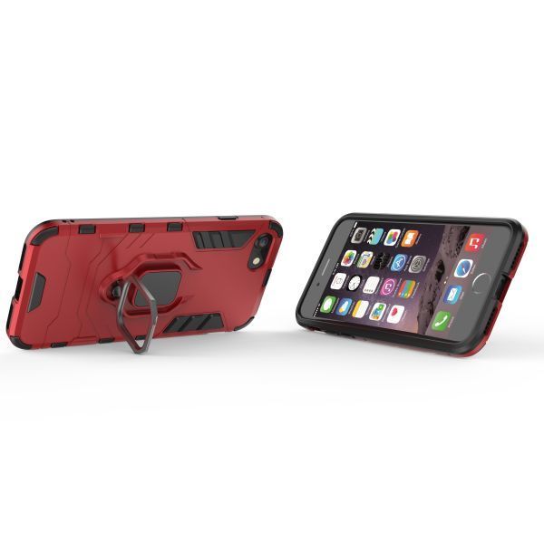 T在庫処分 赤 iPhone SE (第2世代) 指リング付き ケース 衝撃吸収 カバー アイフォーン エスイ 本体 保護 丈夫な耐衝撃 スタンド機能 限定_画像2