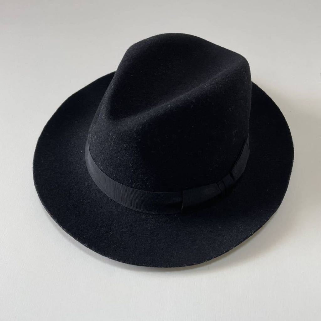【希少/Italy製】RRL “Fedora Hat” 7 1/2 フェドラハット 中折れ ハット 帽子 黒 ブラック ヴィンテージ Ralph Lauren Stetson_画像2
