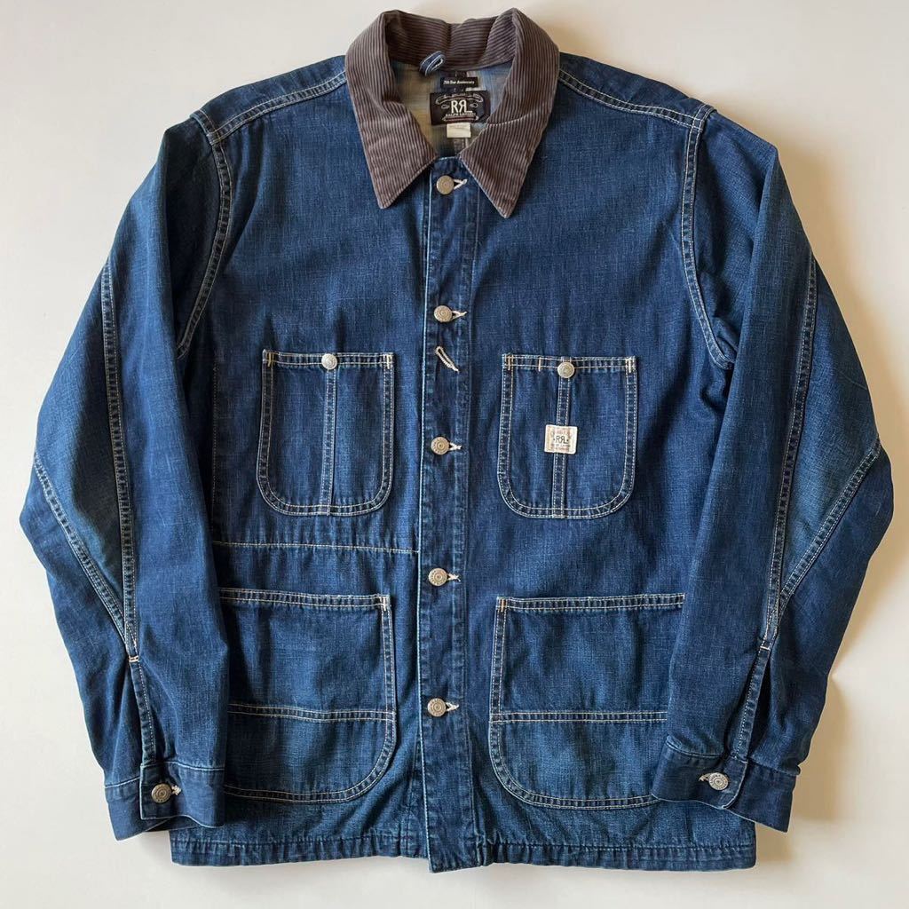 【25周年記念/Limited Edition】RRL “90s Denim Chore Jacket” M デニム ジャケット カバーオール コーデュロイ オンブレ Ralph Lauren_画像1