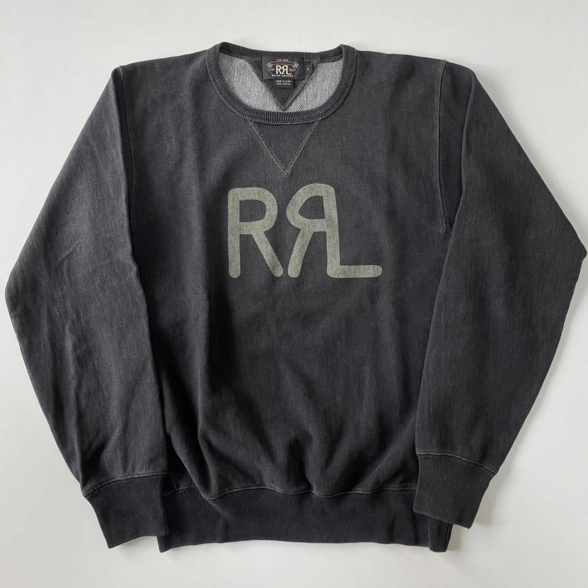 【傑作/未使用】RRL “Black Indigo Logo Sweat” S インディゴ 黒 ブラック 両V ロゴ スウェット シャツ Ralph Lauren ヴィンテージ_画像3