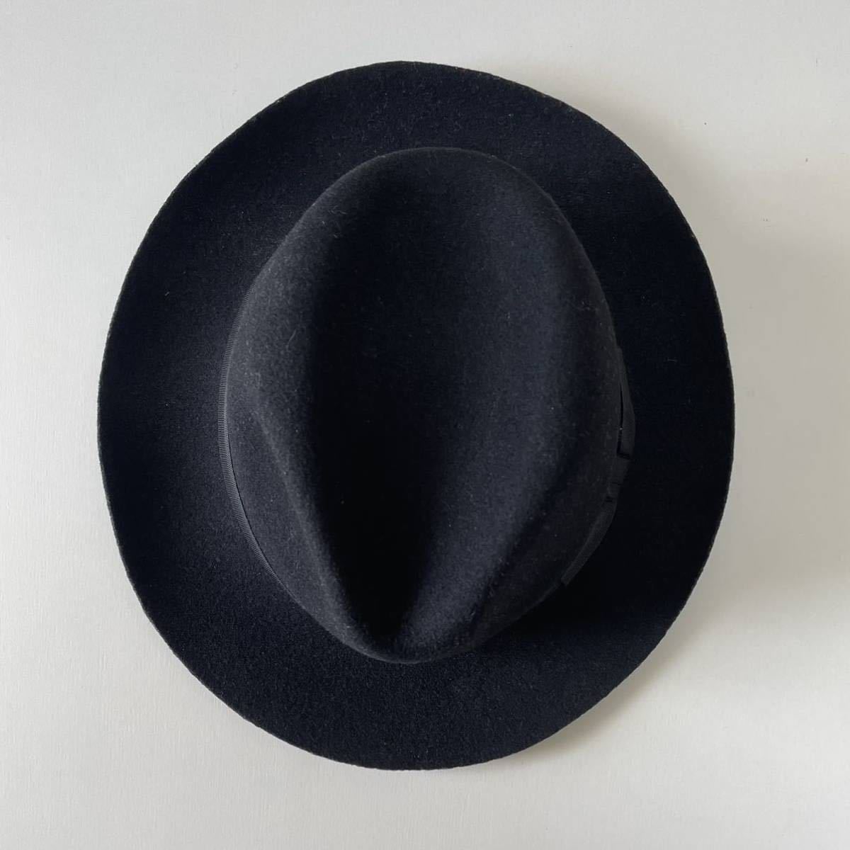 【希少/Italy製】RRL “Fedora Hat” 7 1/2 フェドラハット 中折れ ハット 帽子 黒 ブラック ヴィンテージ Ralph Lauren Stetson_画像5