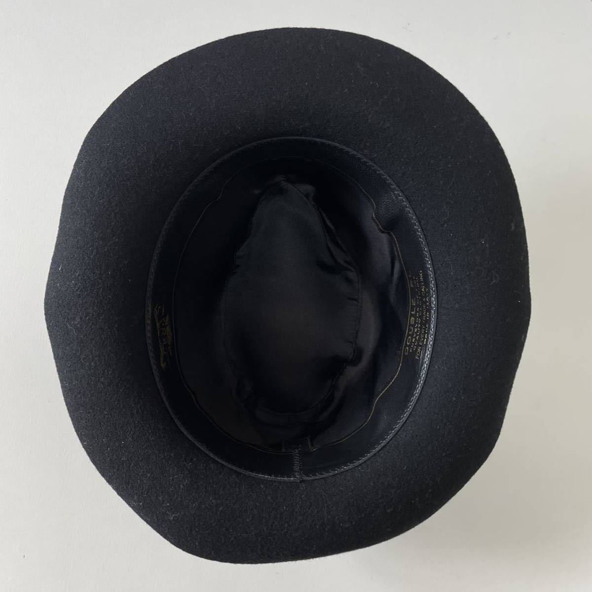 【希少/Italy製】RRL “Fedora Hat” 7 1/2 フェドラハット 中折れ ハット 帽子 黒 ブラック ヴィンテージ Ralph Lauren Stetson_画像6