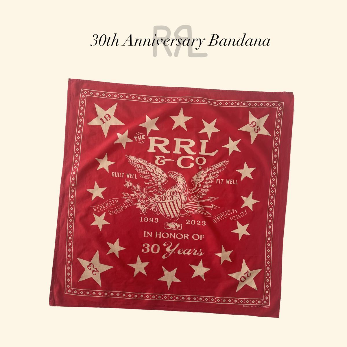 【非売品/30周年記念】RRL “30th Anniversary Bandana” バンダナ イーグル スター 赤 限定 リミテッド Ralph Lauren ヴィンテージ_画像1