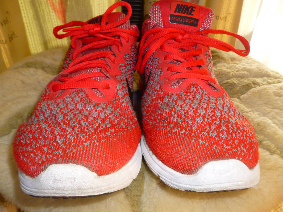  быстрое решение * включая доставку *NIKE Nike * легкий вязаный walk jo серебристый gAIR MAX SEQUENT 2 air max sequent 2 852461-600* красный x чёрный US9(27cm)
