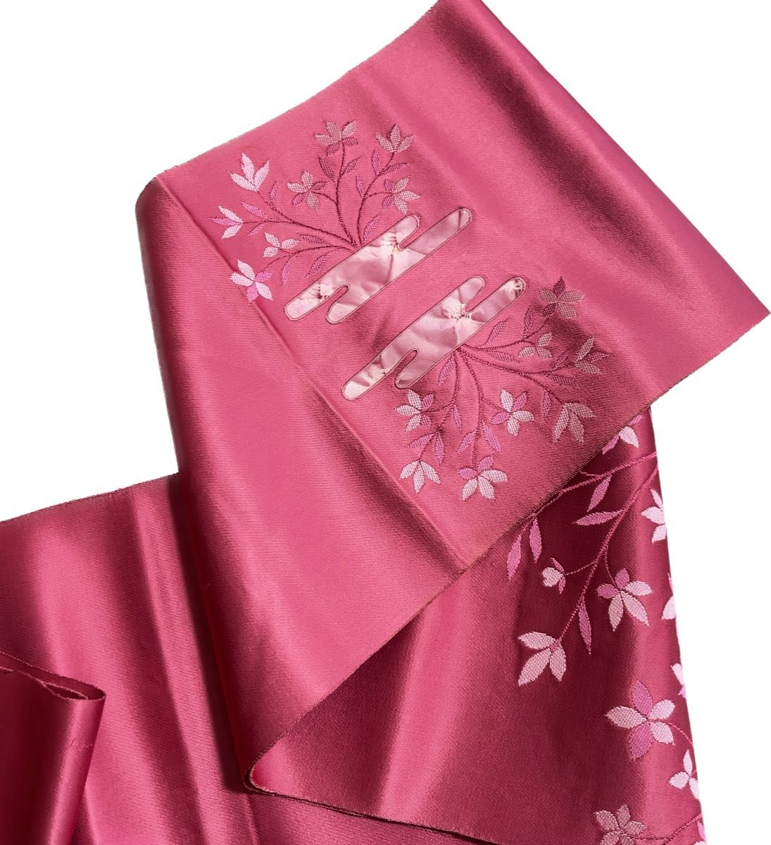 【102】名古屋帯 松葉仕立て ピンク 着物・小紋・紬やリメイクなどに